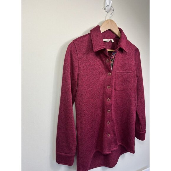 Soft Surroundings Willow Shirt Jacket XS Red Maroon Snap Shacket Aztec Southwest - Picture 4 of 10